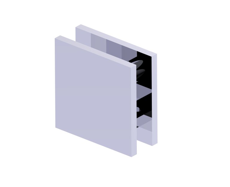 BRADFORD - Square Style Hole-in-Glass Fixed Glass Panel U-Clamp in 